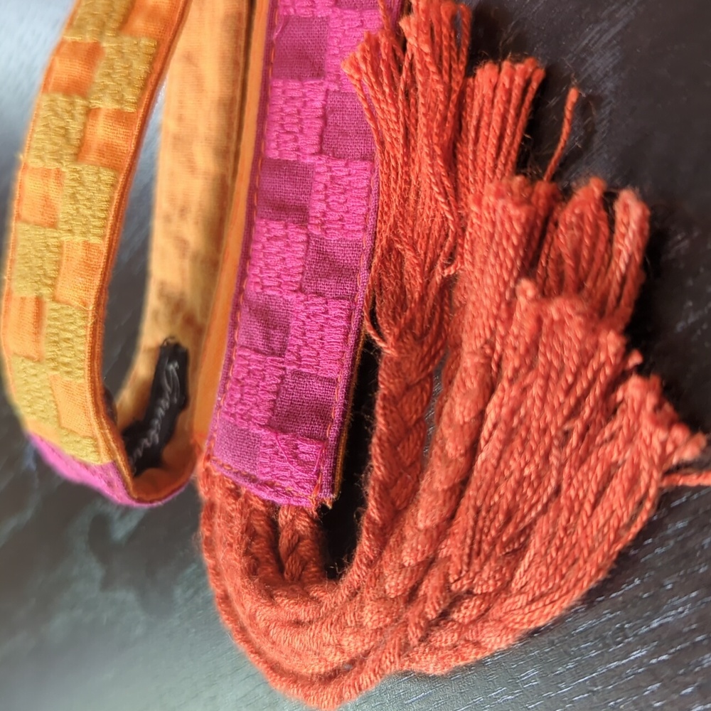 Embroidered double sided belt 2.6m wrap-around boho style orange Gudrun Sjoden - Picture 10 of 13
